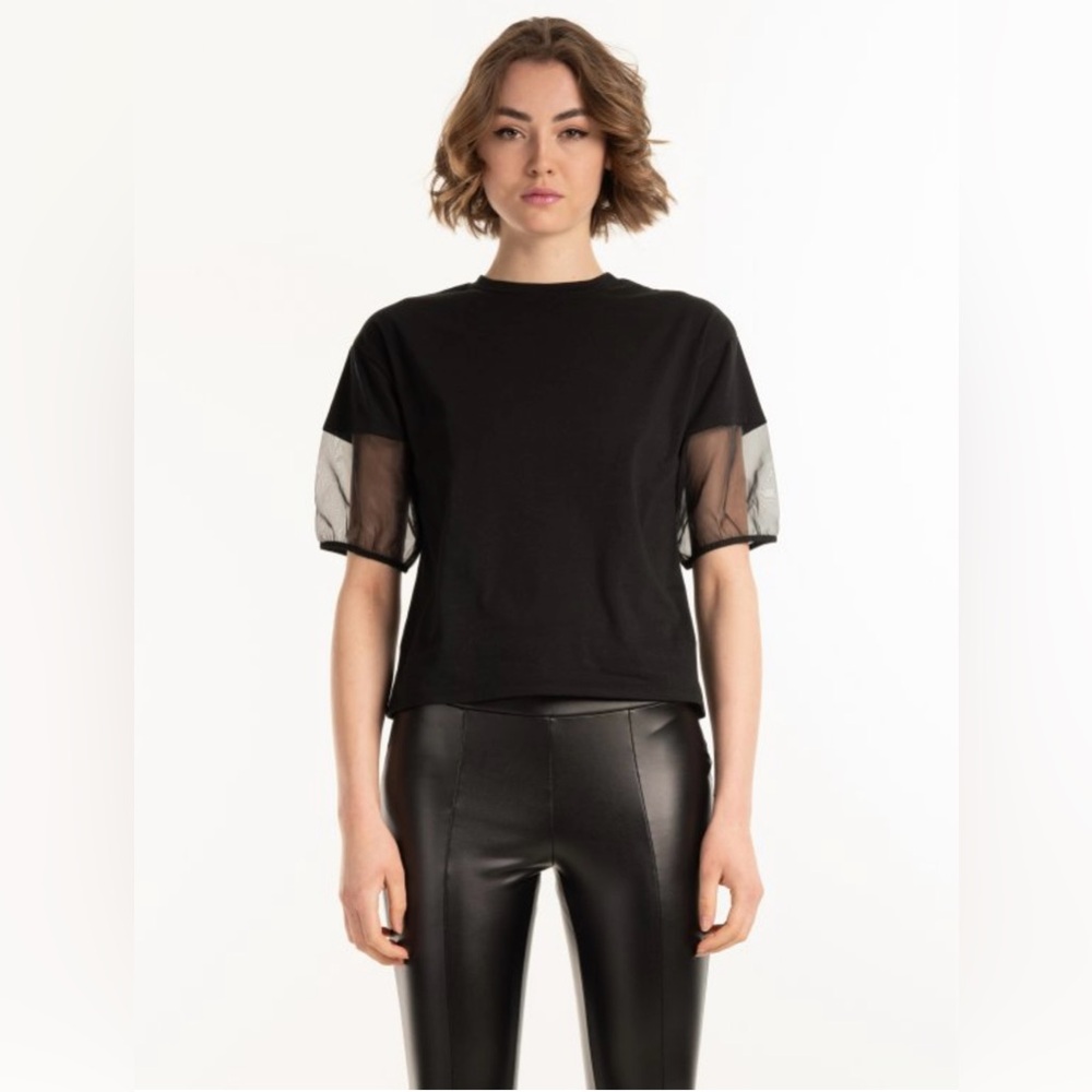 ZARA BLACK MESH SLEEVE TOP
